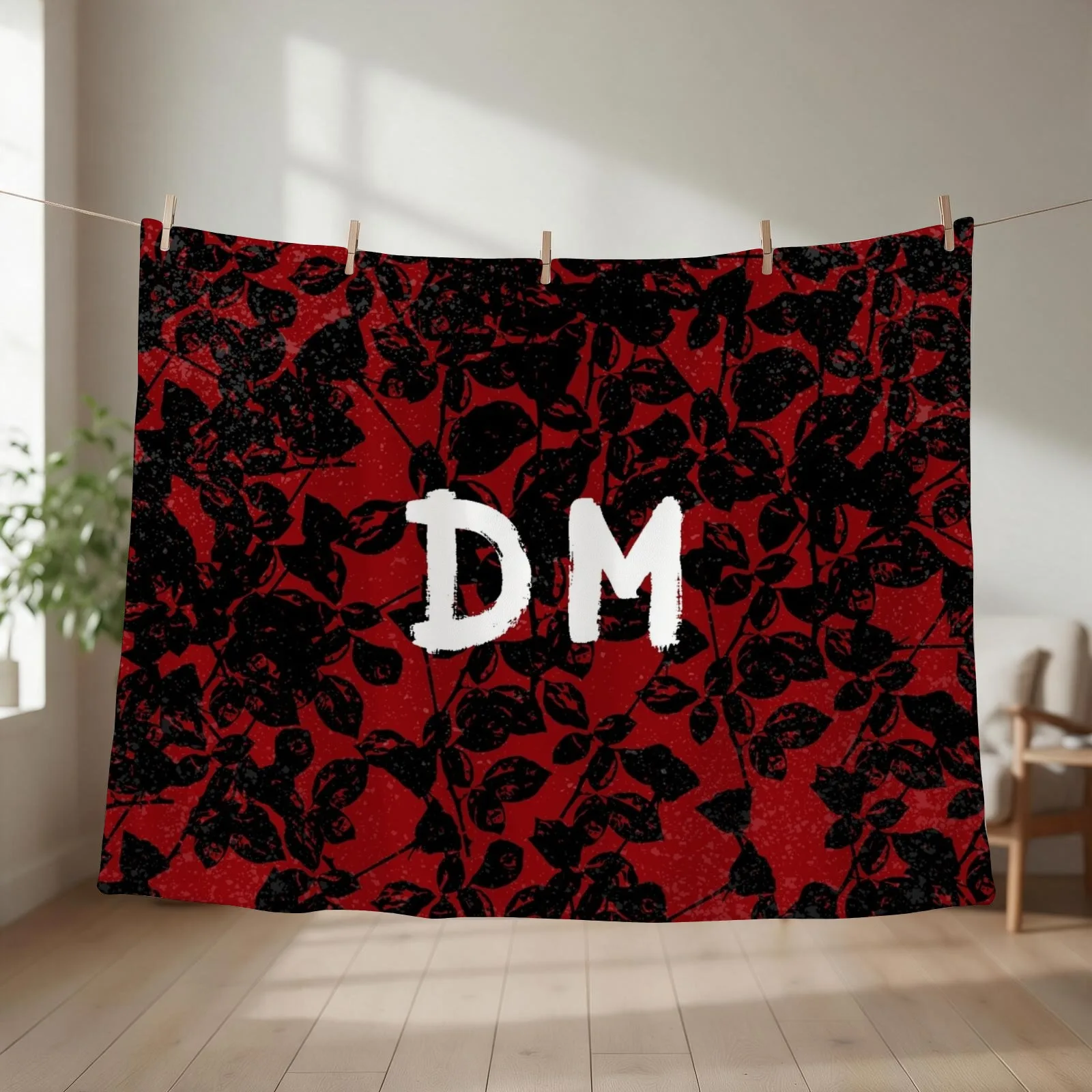 DeMo Violator Texture Black & Red Throw Blanket couch cozy soft plush fuzzy picnic outdoor blanket