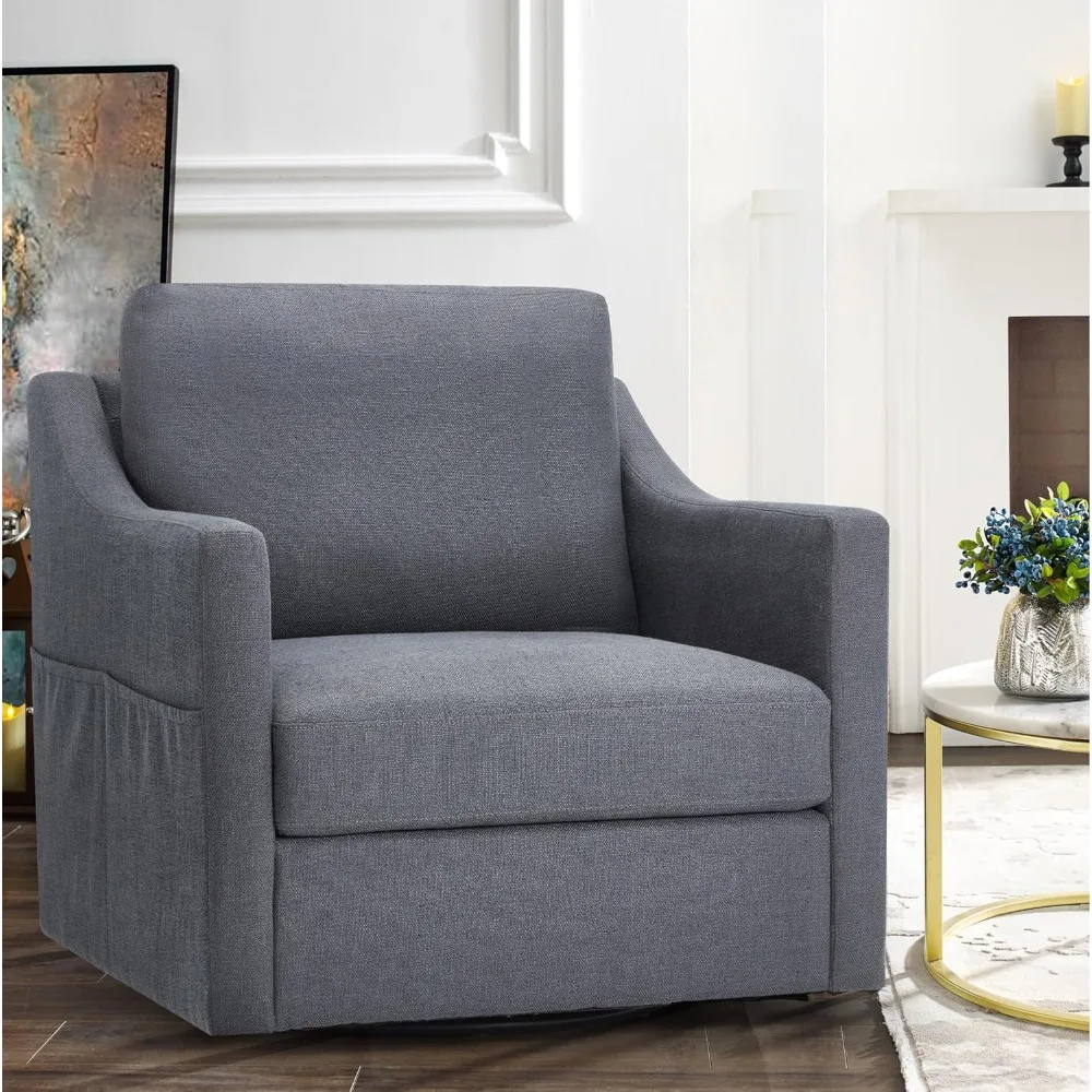 

Swivel Accent Chair,Linen Fabric Armchair Modern Chairs w/Removable Cover for Reception Living Room