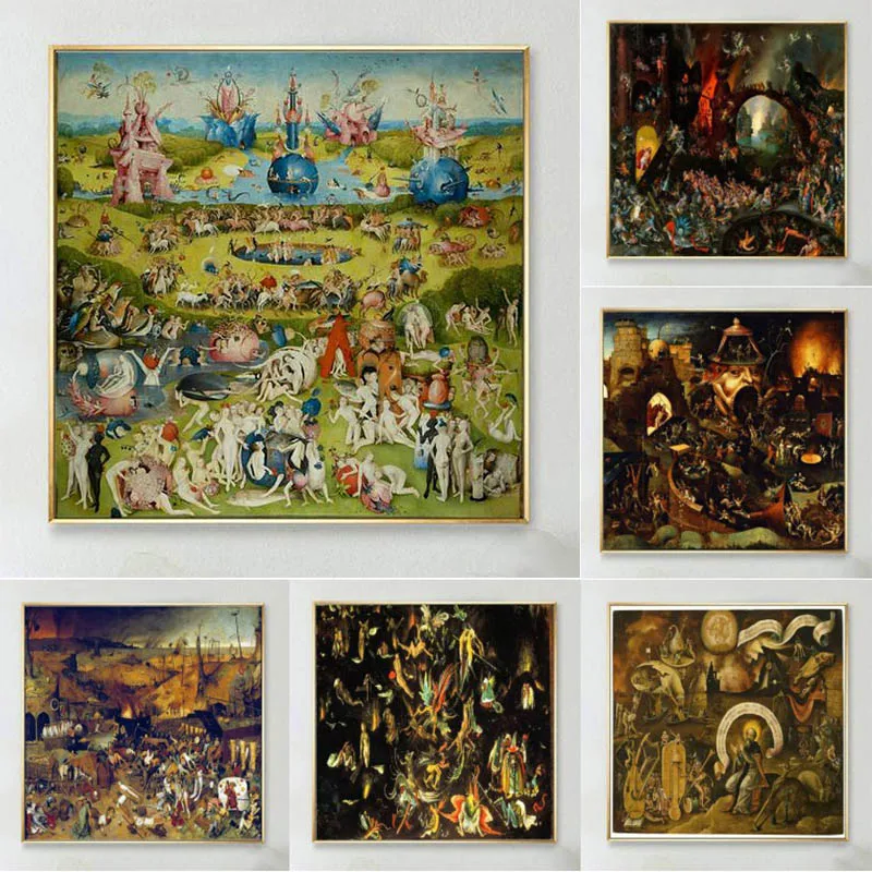 Hieronymus Bosch Surreal Artwork Posters Prints The Garden of Earthly Delight Canvas Art Wall Painting Picture Bedroom Decor