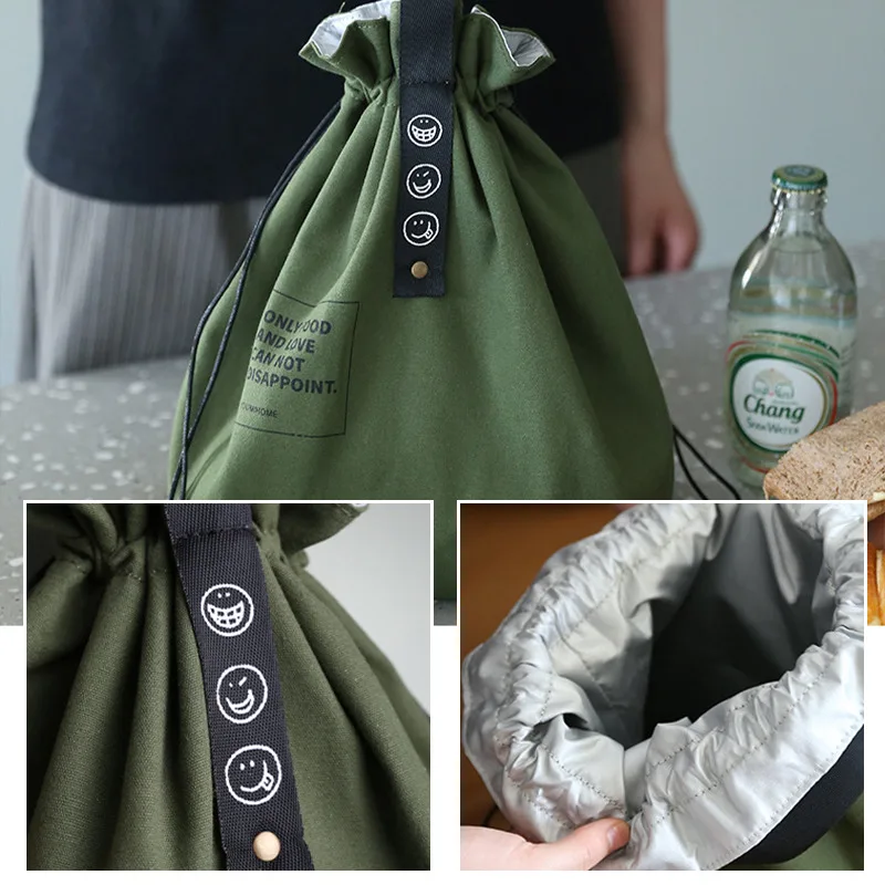 Leinwand Mittagessen Tasche Bento Box Handtasche Outdoor Tragbare Picknick Abendessen Container Schule Frisch Halten Lebensmittel Lagerung Tote Zubehör – Detail 13