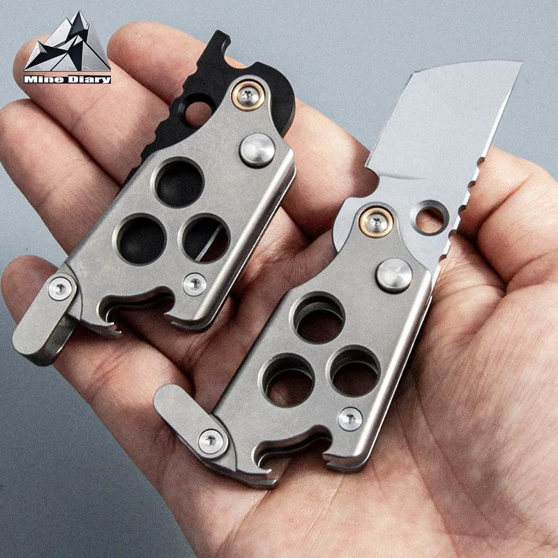 Multifunctional Folding Knife Pocket EDC Titanium Alloy Key Pendant Bottle Opener Outdoor Camping Tactical Survival Tool