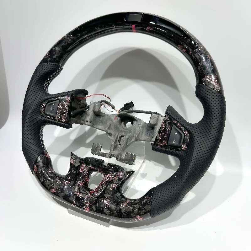 Pink Forged Carbon Fiber Steering Wheel for Renault Megane 3 Megane RS New Quality Racing Wheel with LED for Megane RS 3 Clio 4
