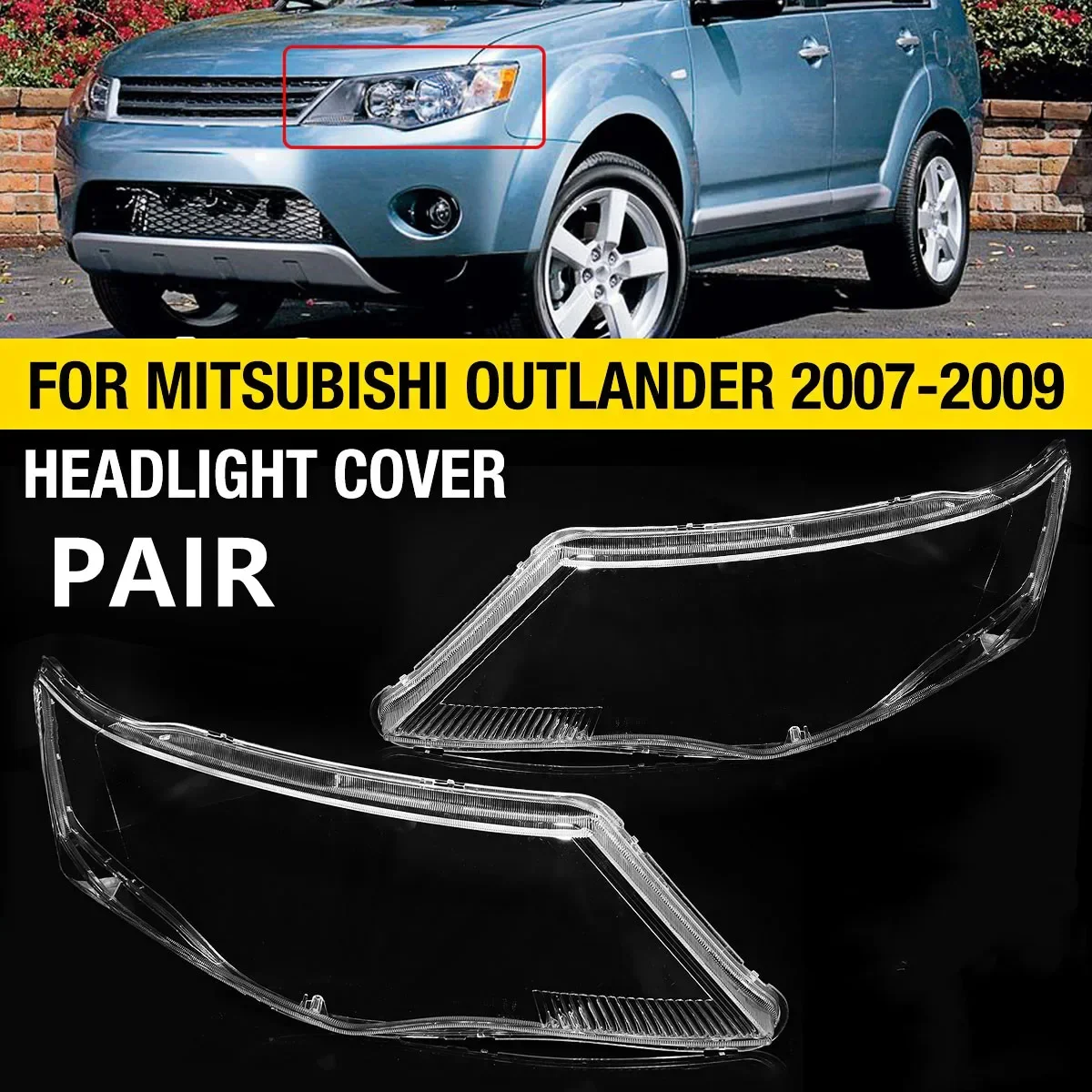 

Пара прозрачных крышек для передних фар Mitsubishi Outlander 2007 2008 2009