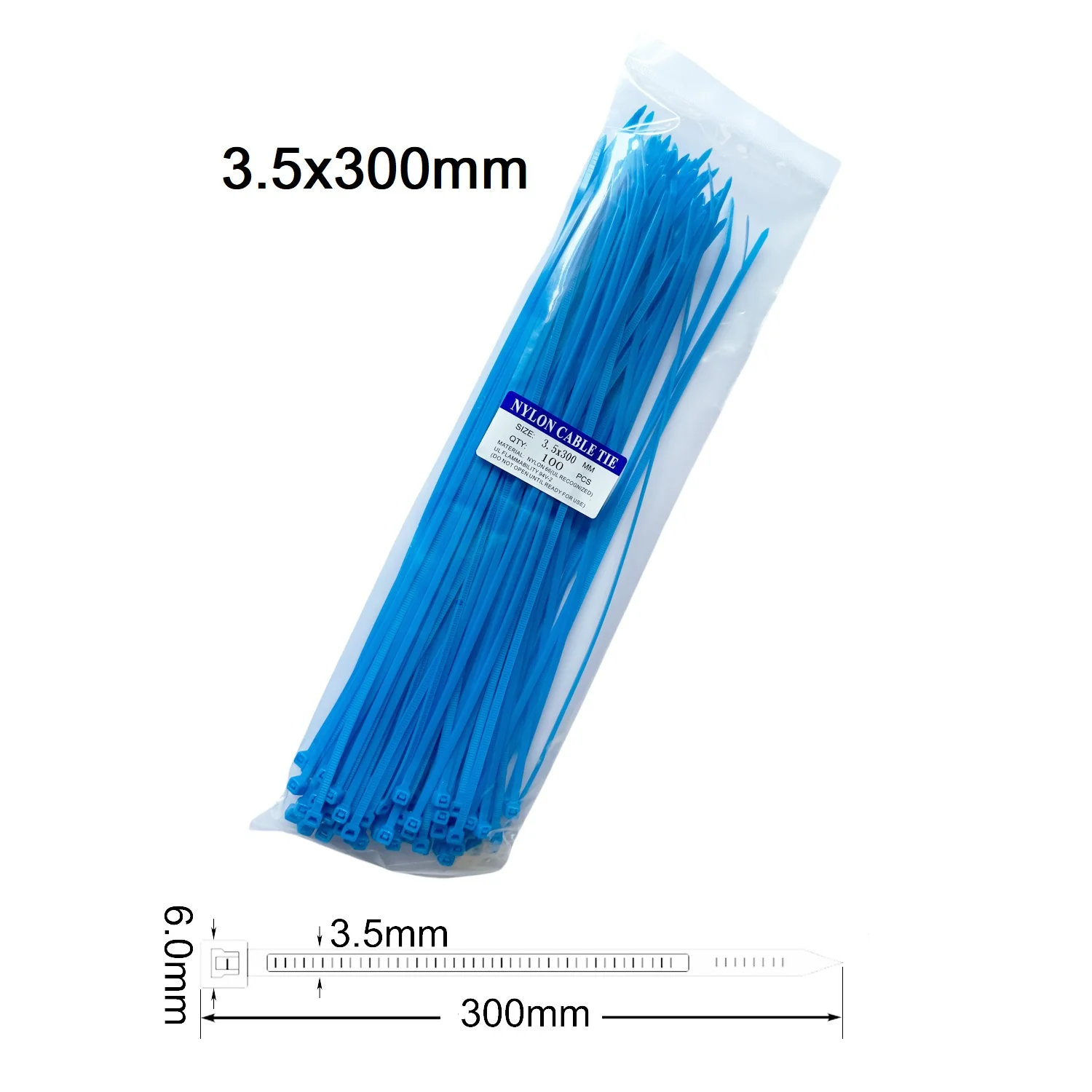 100pcs/bag,Cable Tie Self-locking Plastic Nylon Tie,Blue Organiser Fasten Cable,Wire Cable Zip Ties