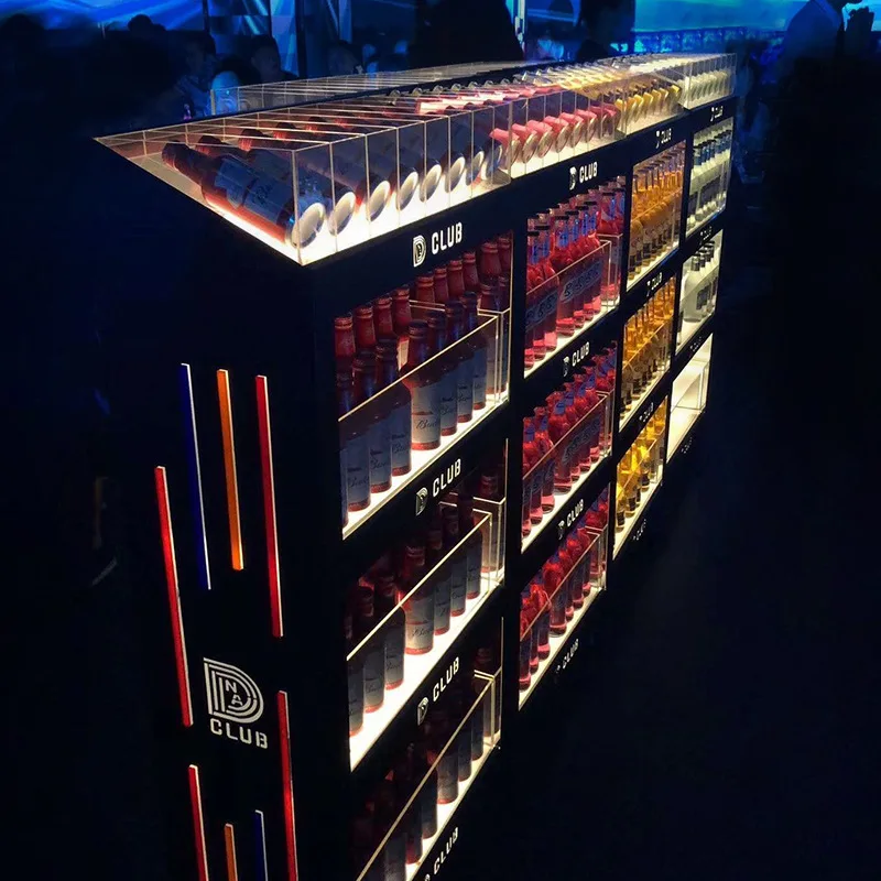 Bar Luminous Wine Cabinet KTV Red Wine and Foreign Wine Mobile Display Cabinet Night Champagne Cocktail Luminous Display Rack