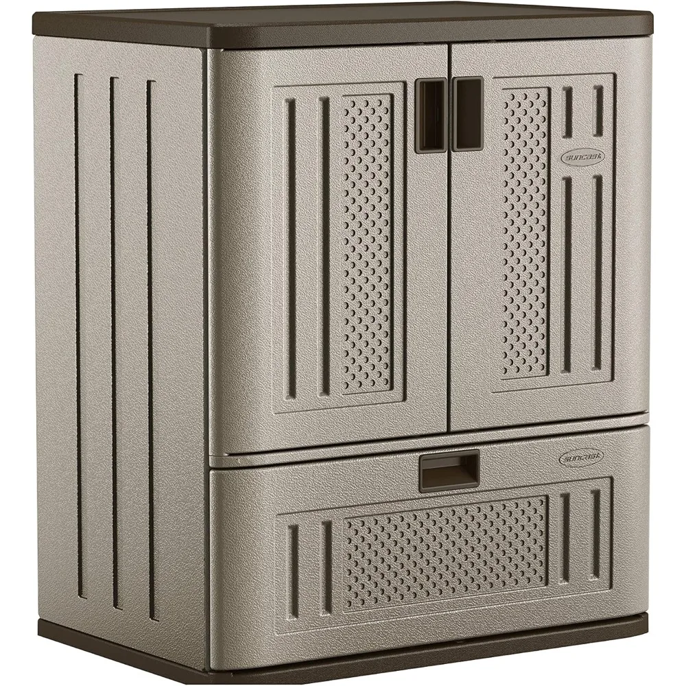 Indoor/Outdoor Resin Single-Drawer Storage Cabinet, Platinum Metallic