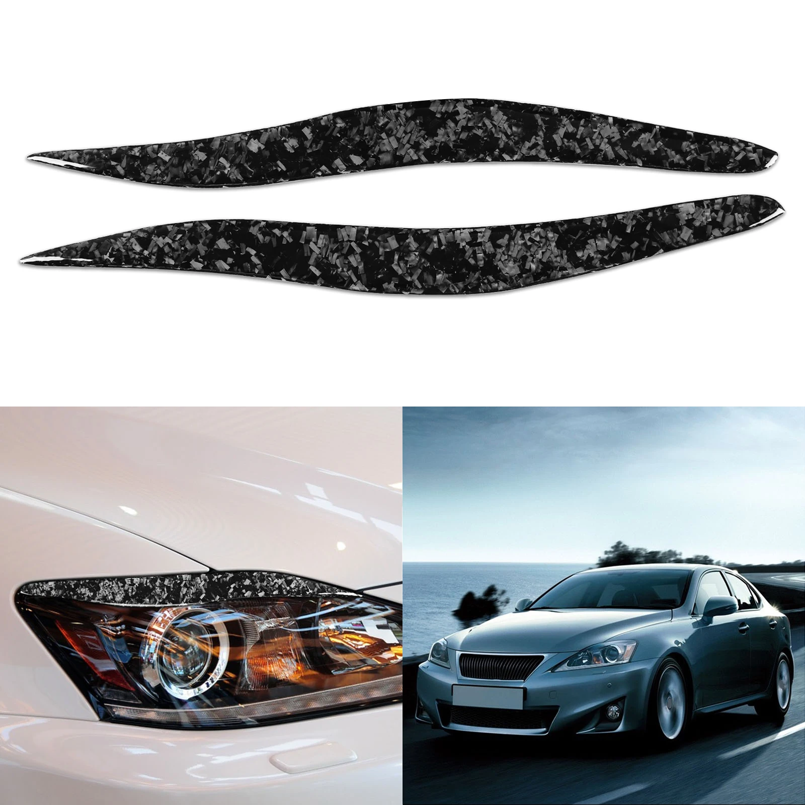 

Forged Carbon Headlight Eyelid Cover Eyebrow Trim For Lexus IS250 IS300 2006-2012