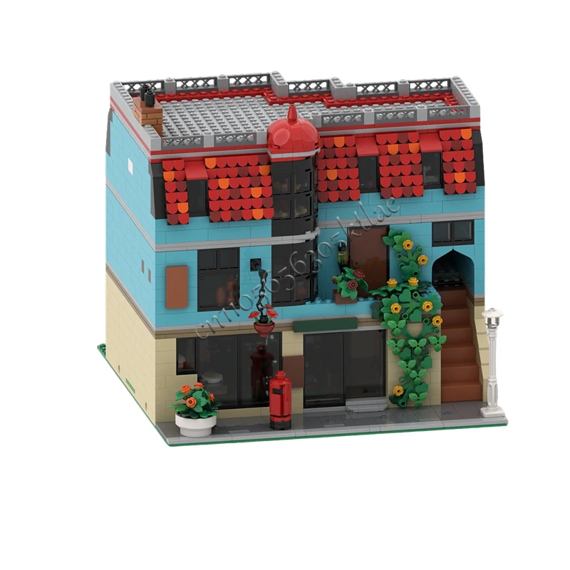2516PCS MOC Modern City Street View Pancake Restaurant Building Model Custom Puzzle Technology Creative Assembly Kids Toys Gifts