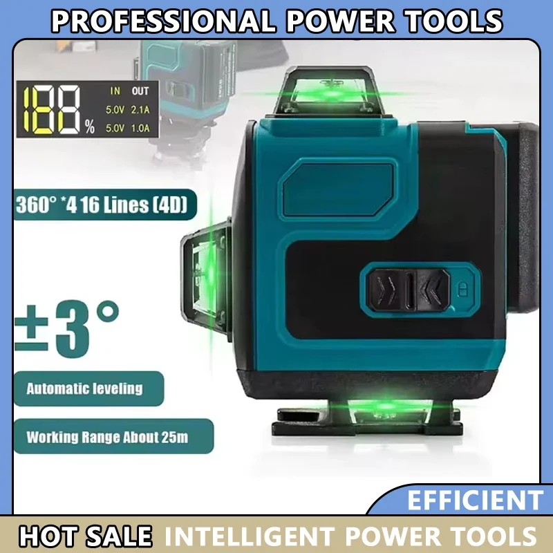 

Fit Makita High-Precision Wall-Mounted PortableTool High-Precision 16-Line 360 Horizontal Vertical Cross Level Green Light Laser