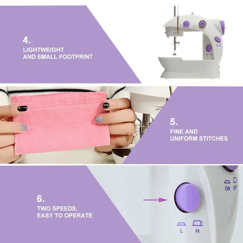 Household Sewing Machine Portable Electric Sewing Machines with Light and Speed Control for Beginner DIY Home Sewing Accessories