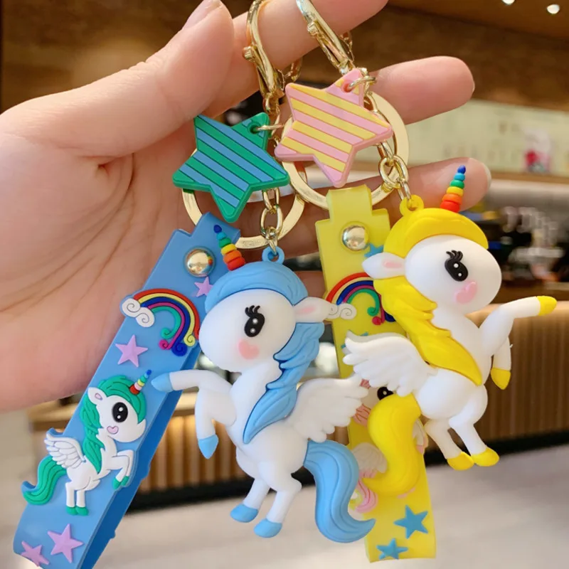 Unicorn Keychain Female Cute Cartoon Doll Car Key Lanyard Bag Phone Pendant Couple Lover Girl Gift Kawaii Child Toy Wholesale