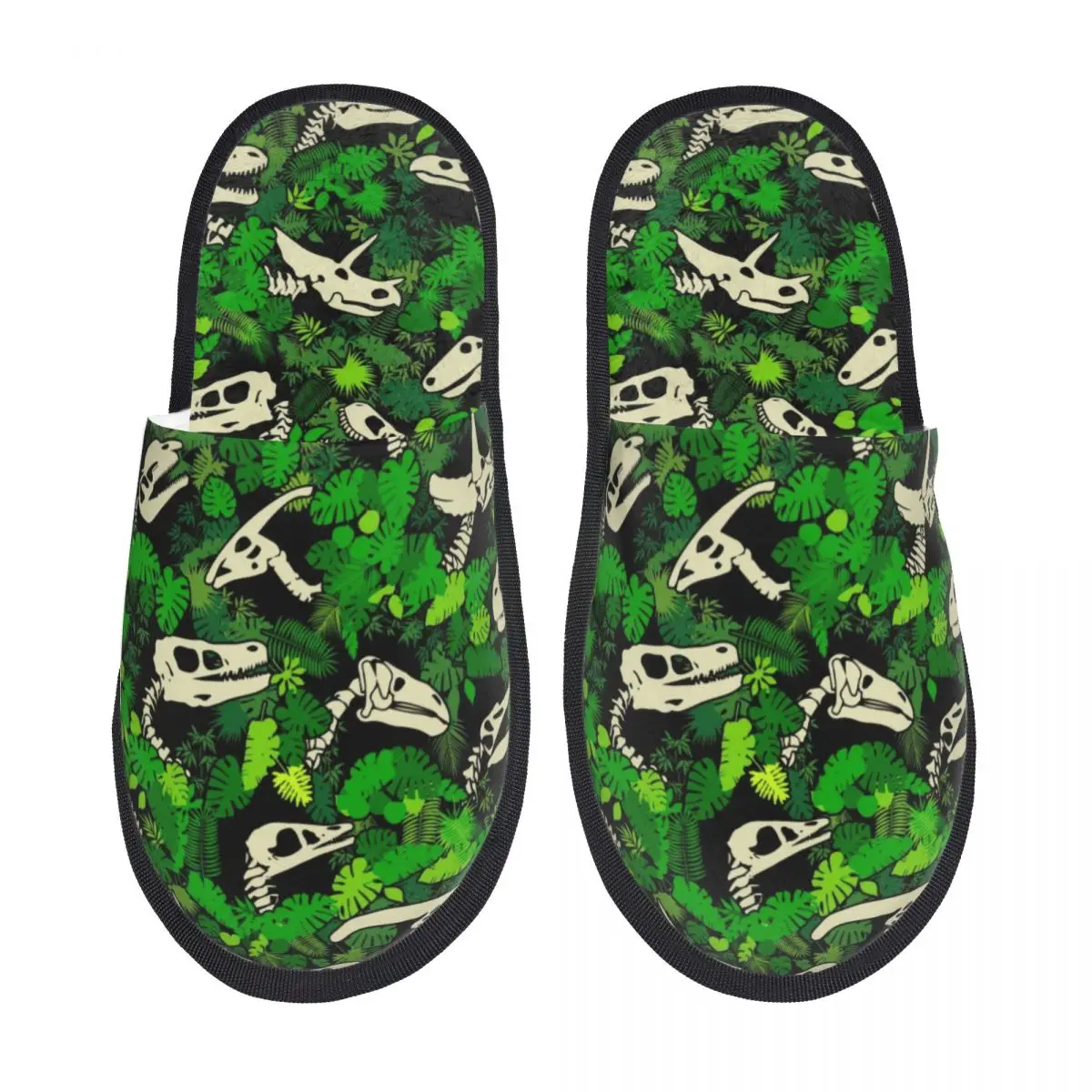 

Custom Fossils Dinosaur Skull Jungle Pattern Soft Memory Foam House Slippers Women Paleontology Cozy Warm Anti-Skid Slipper
