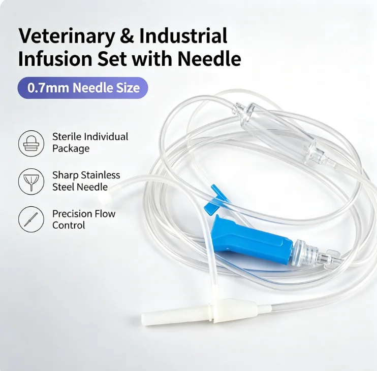 50-pack automatic veterinary syringes, adjustable 2/5 ml, suitable for livestock, pigs, cattle, sheep, and chickens