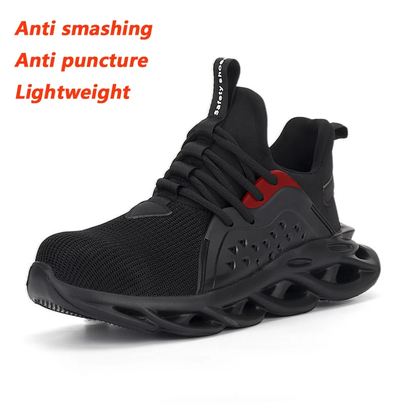 夏黒メンズ安全靴抗スマッシング抗ピアス超軽量スニーカー鋼つま先作業靴-zapatos-パラ-hombres