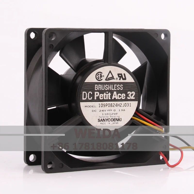 

Case Fan for SANYO DC24V 0.13A 8032 8CM Dual Ball Bearing 3-wire Converter Heat Dissipation Cooling fan 109P0824H2J031