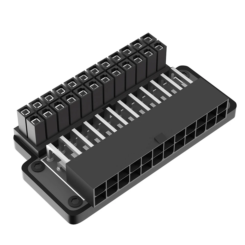 JavicTech  24-Pin ATX PSU Port 90-Degree Adapter - Premium Motherboard Power Connector for Improved Cable Management