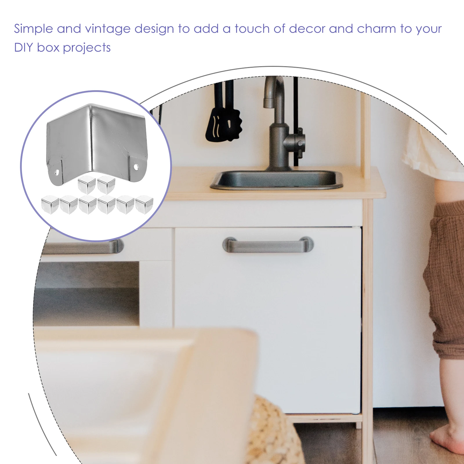 

10pcs Corner Protector 50Mm Wood Box Wrap Style Decorative Edge Cover For Cabinet Jewelry Tool Boxes Durable Screw