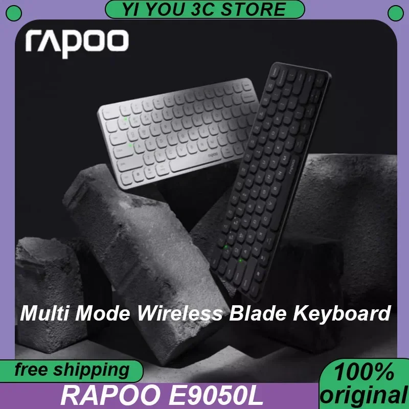 Rapoo E9050L Ultra-thin Wireless Membrane Keyboard Tri-mode Office Keyboards Buletooth Mute Long Endurance PC Accessory Gaming