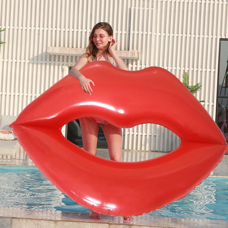 Red Lips Inflatable Swimming Pool Floating Deck Chair Swimming Ring Water Floating Bed Popular Shooting Bar Thick Lounge Chair