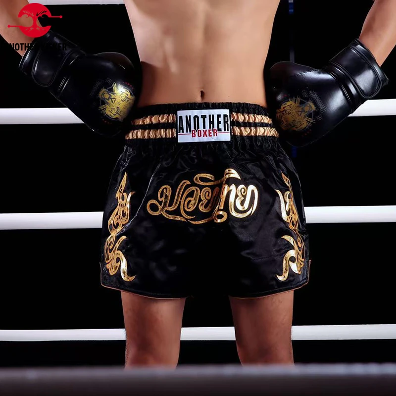 Muay Thai Pants Men Fight Kickboxing Shorts Fitness Women Kids Thai Boxing Shorts Embroidery Gym Training Black BJJ MMA Clothing