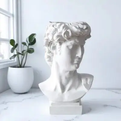 Resin Creative Statue Pen Holder Multifunctional Desktop Plant Container for Office Balcony Funny Statue Pen Holder