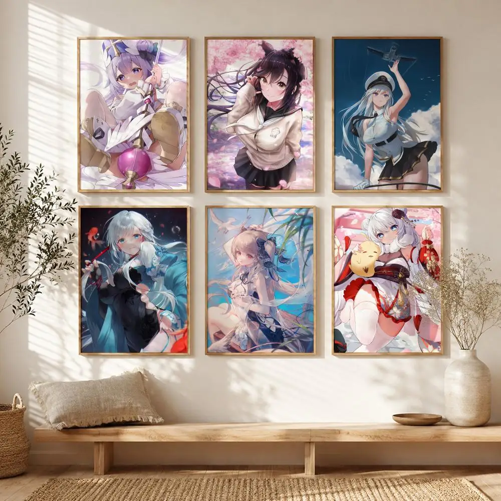 Ship Game A-Azur Lane Poster All-match HD Waterproof Self-Adhesive Wall Art Sticker For Home Bedroom