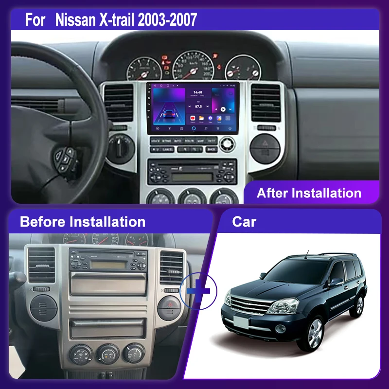 Android 12 Car Radio para Nissan X-trail 2003 2004 2005 2006 2007, Leitor de vídeo multimídia, estéreo, navegação GPS, 4G Carplay Auto