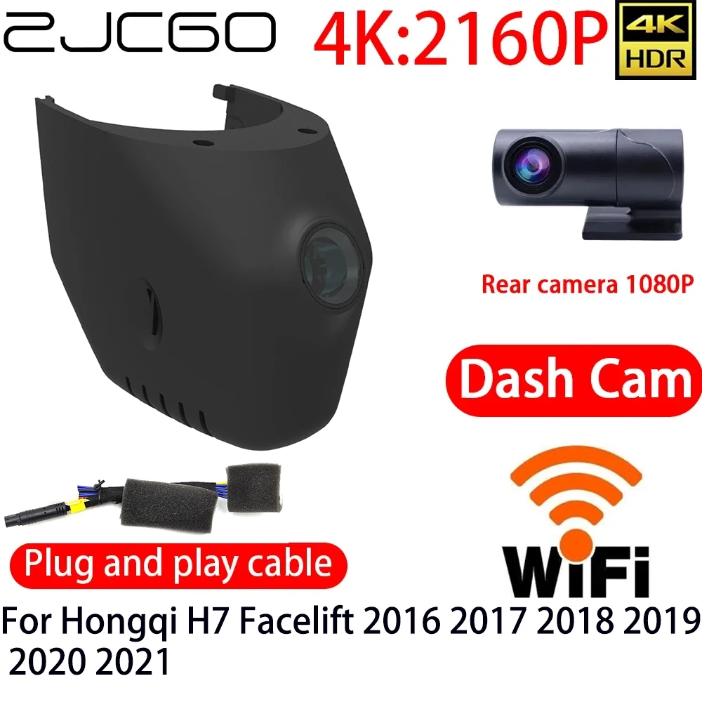 ZJCGO 4K DVR Dash Cam Wifi Front Rear Camera 24h Monitor For Hongqi H7 Facelift 2016 2017 2018 2019 2020 2021