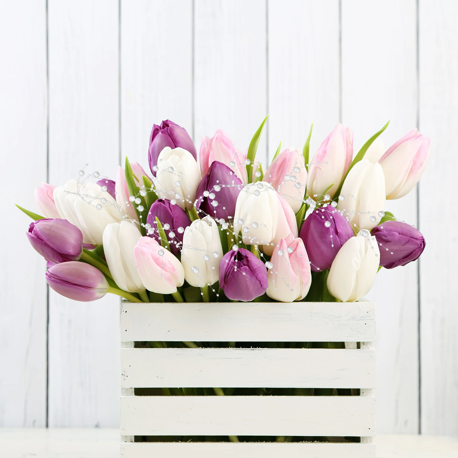 1 Rolle künstliche Perlenschnur, Vasenfüller für DIY-Hochzeitsstrauß, Bastelperlen, Girlande, schwimmende Kerzen, Tischdekoration