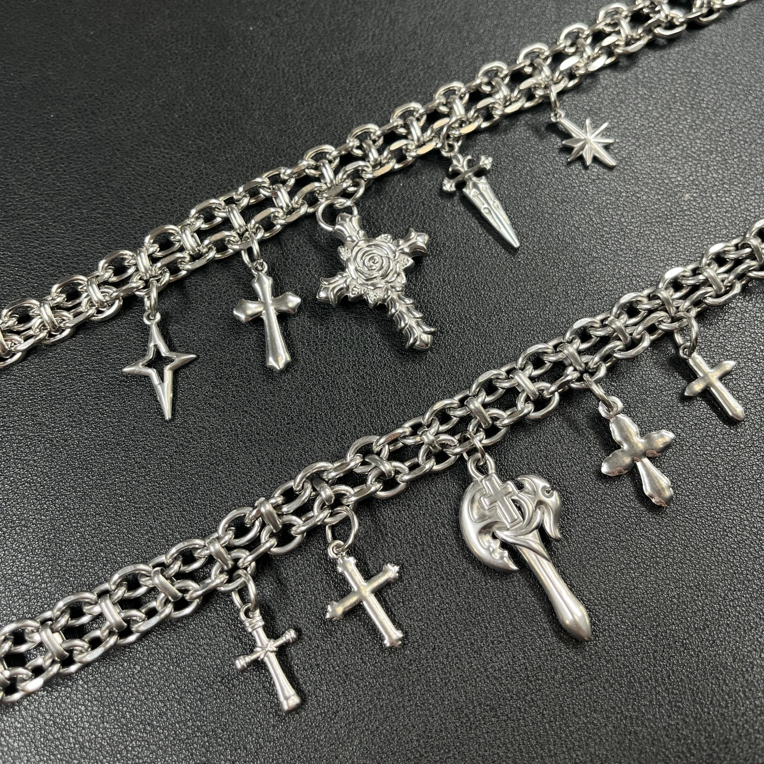 

titanium steel Rose Cross Splicing Necklaces Hip-hop Gothic Punk Style Wide Chain Collar Choker For Men Women Girls Jewelry