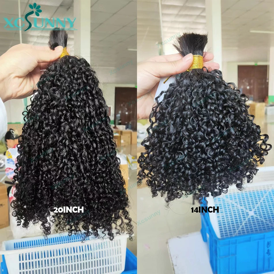 Rambut manusia massal untuk kepangan keriting ikal ekstensi rambut massal untuk kepang bundel rambut jumlah besar tidak ada sambungan grosir