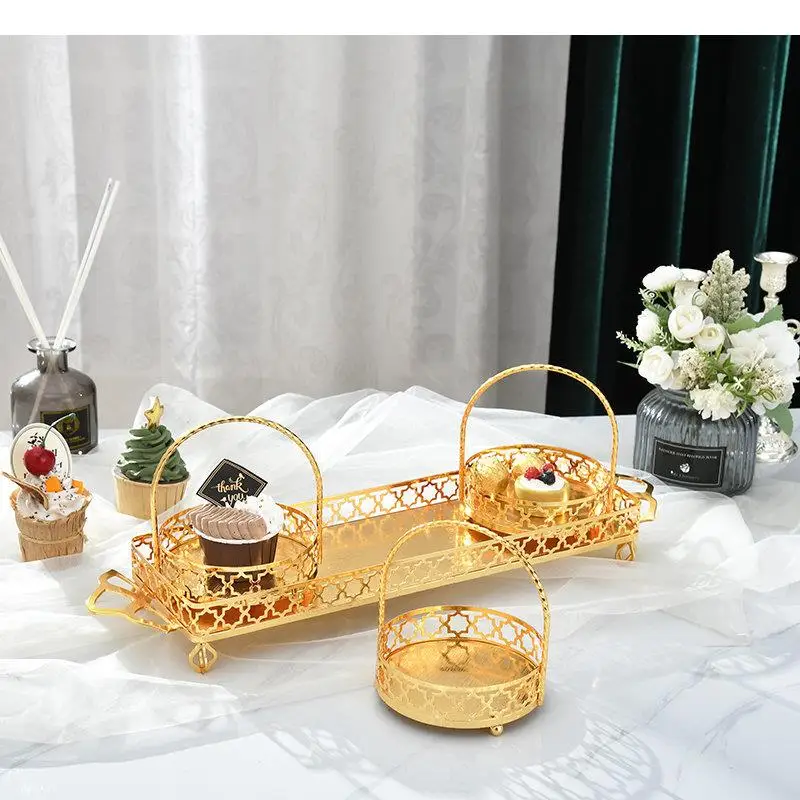 

Metal Dried Fruit Plate Snack Tray Dessert Plates Dim Sum Dish Bread Refreshment Storage Bowl