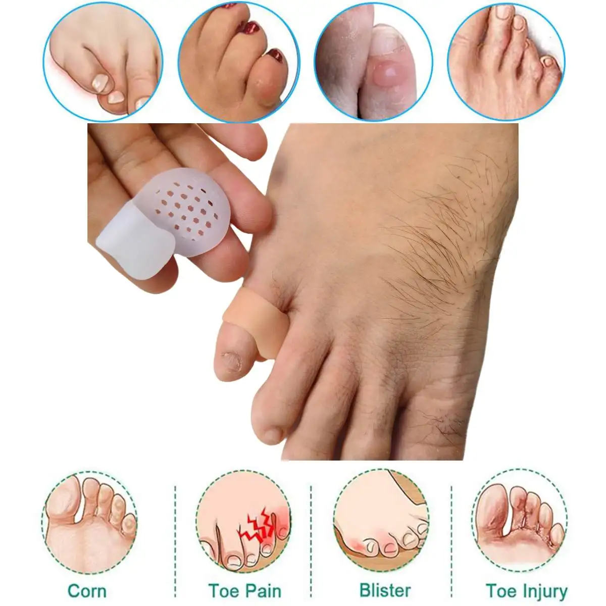 

1/100Pairs Gel Toe Separators Overlapping Small Finger Separate Bunion Corrector Pads Spacers Pain Relief Relief Foot Protector