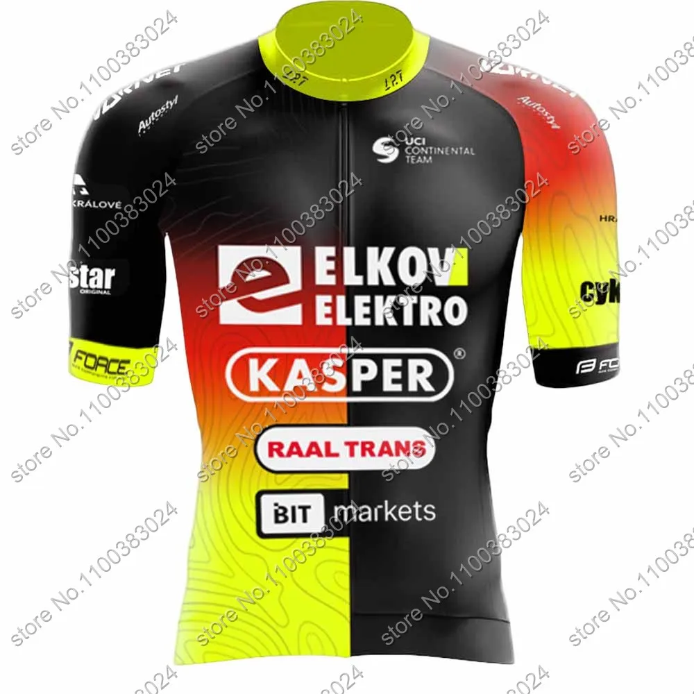 Team Elkov Kasper 2024 Cycling Jersey Men Short Sleeve Czech Clothing Road Bike Shirts Suit Bicycle Bib Shorts MTB Ropa Maillot