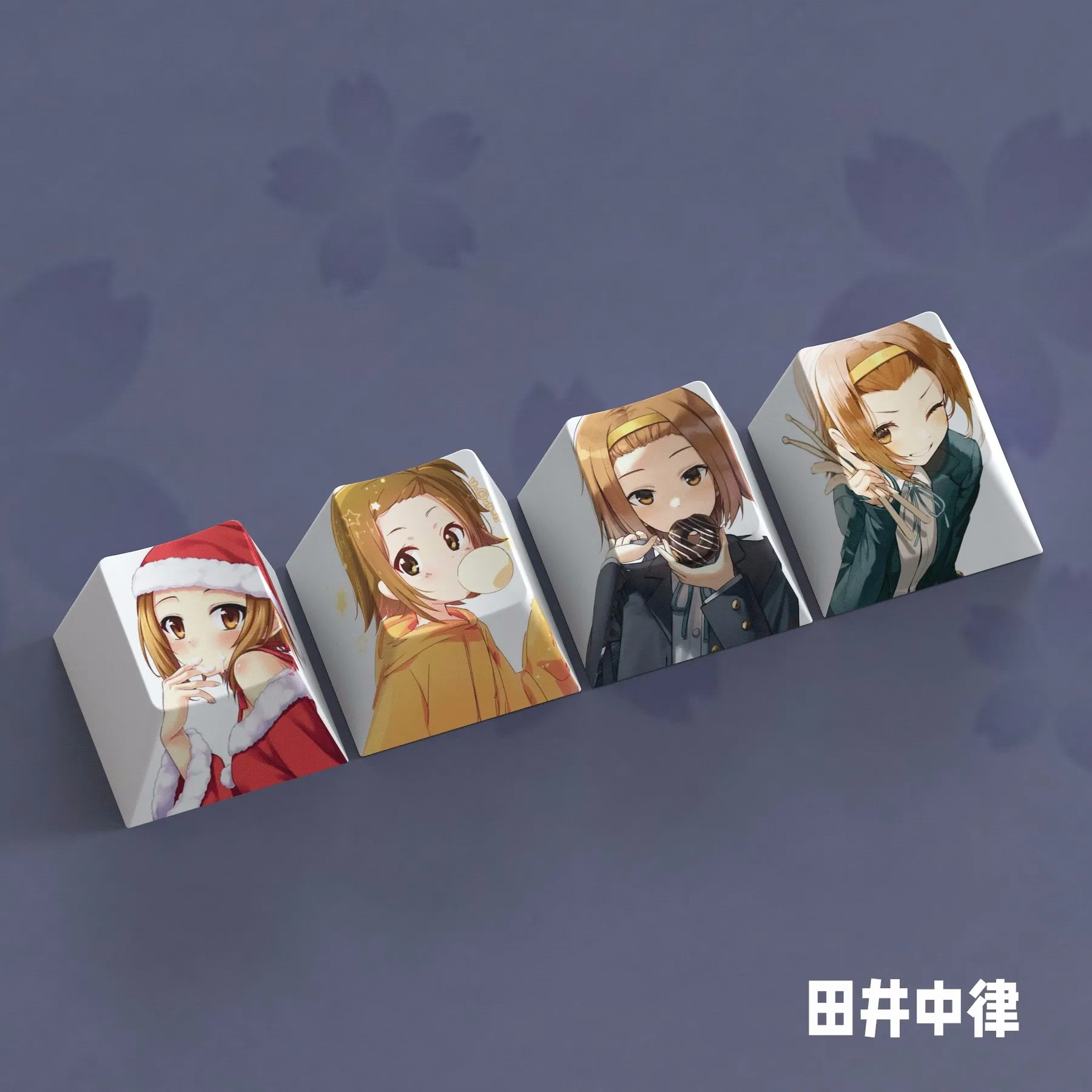 4 Keys/set K-ON Keycaps PBT Dye Sublimation Cartoon Anime Key Caps