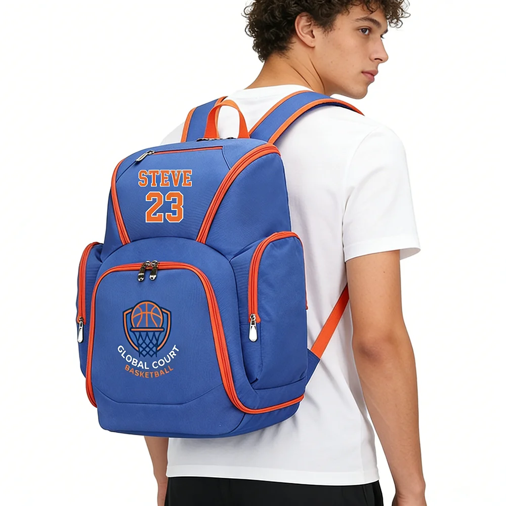 

Рюкзак для баскетбольной команды с бесплатным нанесением логотипа и имени, профессиональный рюкзак для снаряжения игроков, тренировок, с множеством карманов для команды