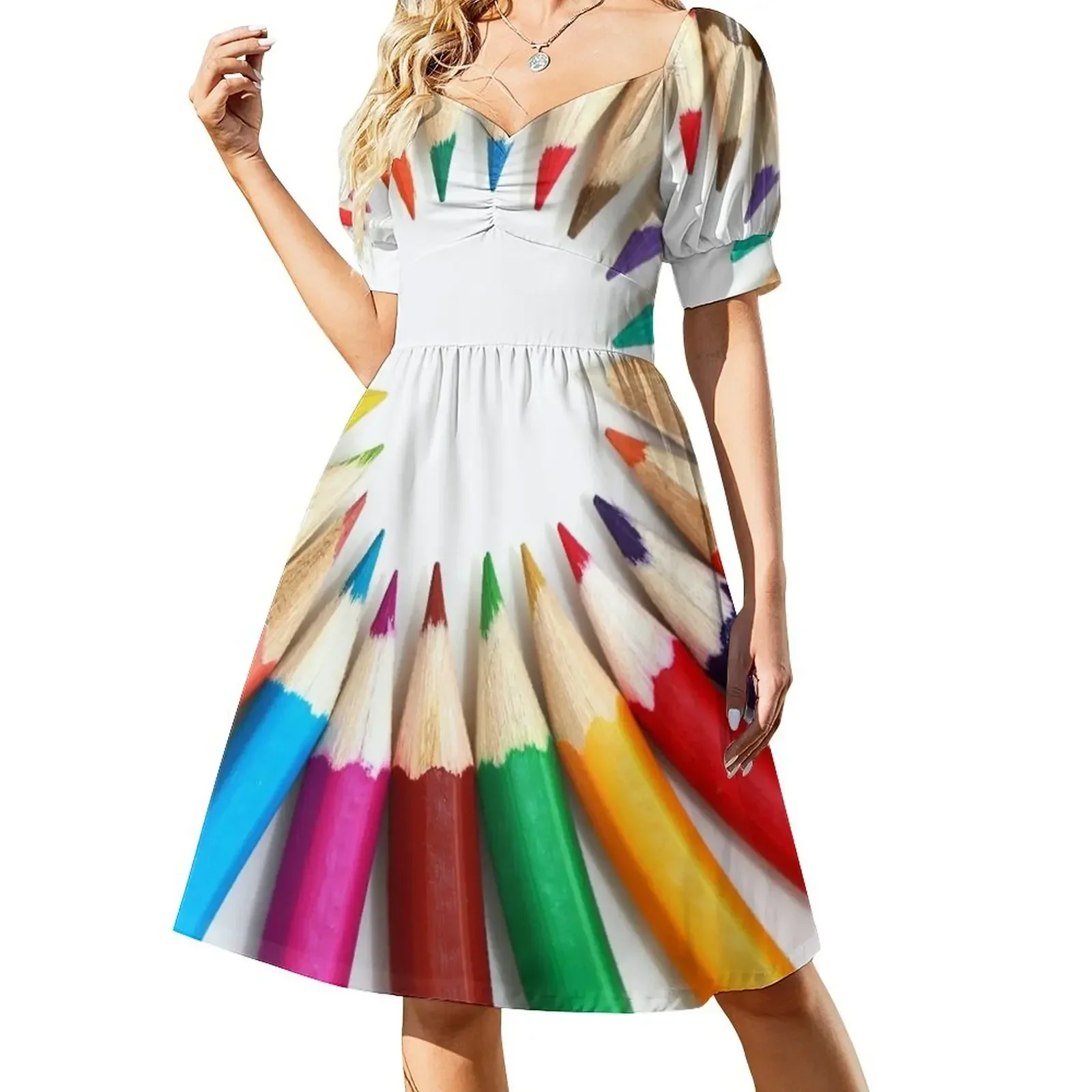 

Colorful Pencils abstract design Great design for any student artist Short-Sleeved Dress summer dress women 2025 Dress
