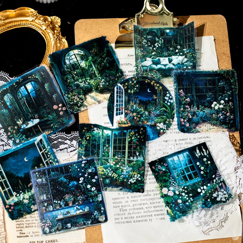 Mr. Paper 2Style 60Pcs/bag Window Story Collection Series PET material waterproof aquascape stickers DIY handbook scrapbook