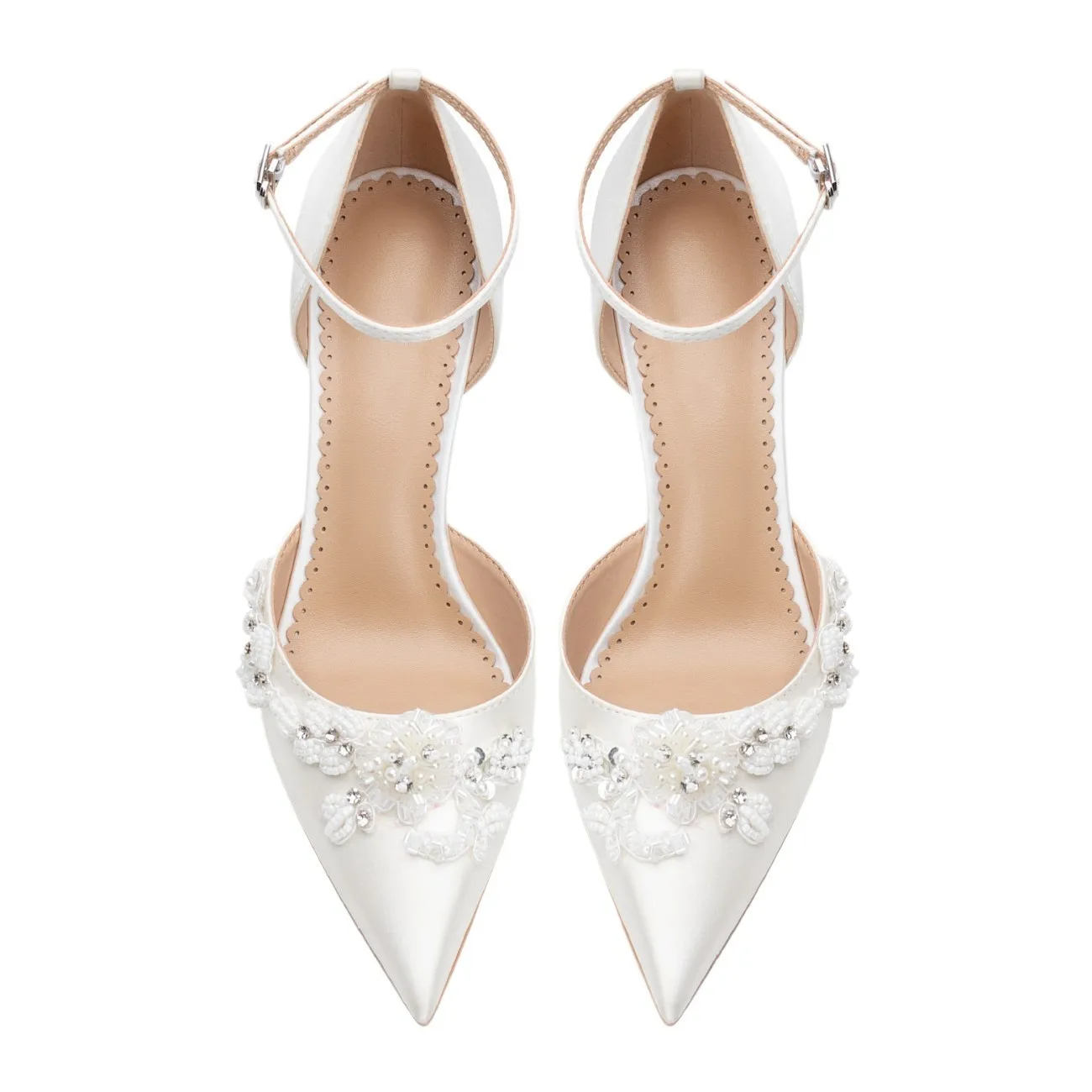 Handmade Pearl High Heels 2026 New Hollow Women's Sandals Pointed Thin Heel One-button Women's Shoes view 5
