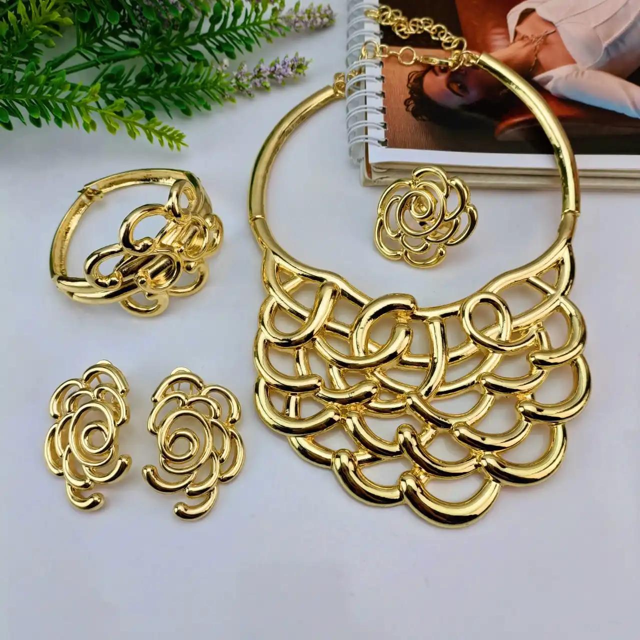 EMMA Italian Gold Colour Necklace Jewellery Set Gifts African Necklaces Bracelets Earing Sets Nigerian Wedding Jewelry Set