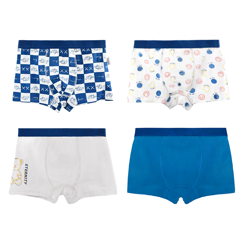 4 Pack Boys Boxer Underwear, Soft Breathable Antibacterial Cotton Shorts for Middle Big Kids, Comfort Boys Underpants No Ride-up