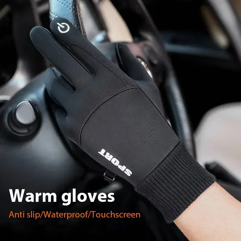 

Winter Full Fingers Thermal Gloves Lining Windproof and Waterproof Cycling Gloves Motorcycle Ski Touch Screen Fleece Glove