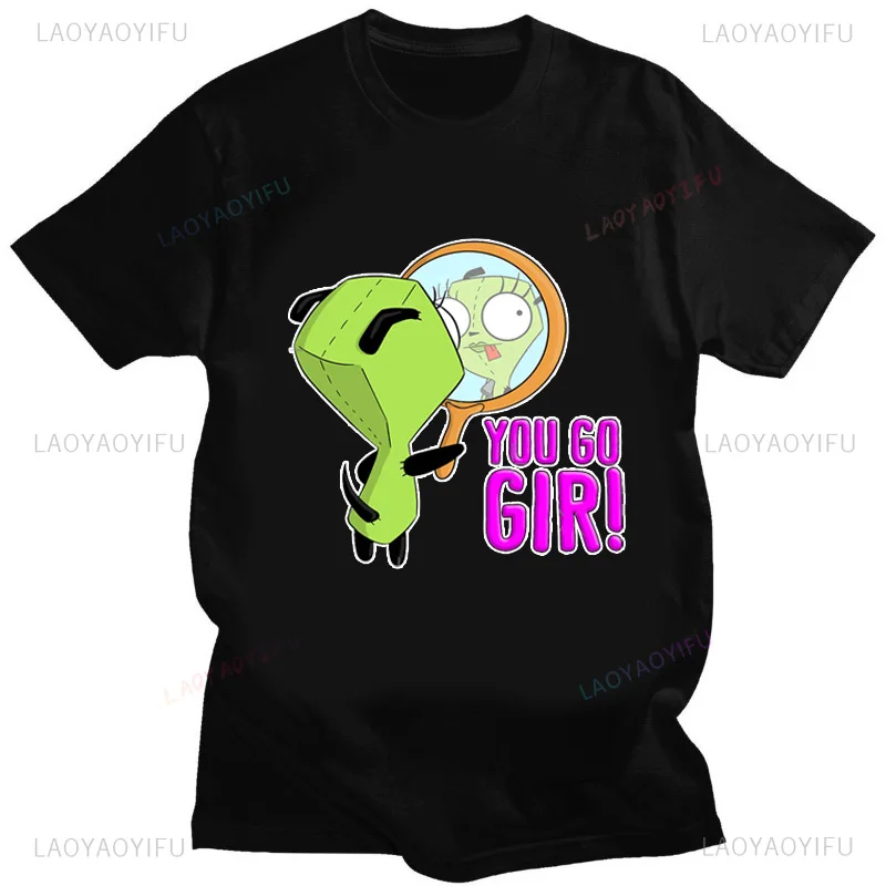 Invader Zim Indringer Gir Grafische Tshirt Zim Afbeelding Schattige Cartoon T-Shirt Mannen Vrouwen Retro T-Shirt Mode Streetwear Katoen Tops