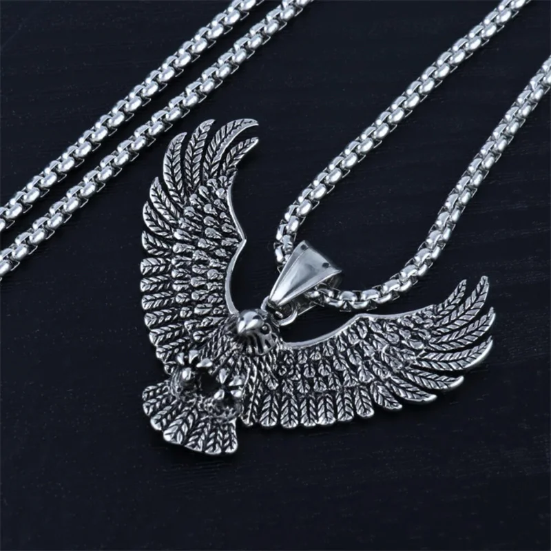 Exquisite Fashion Eagle Wings Luxury Pendant Necklace Punk Hip Hop Retro Trendy Men's Jewelry Accessories Necklace 2022 Trend image 3