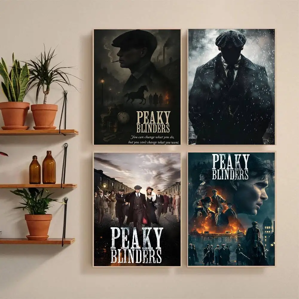 Cool P-Peaky Blinders TV Poster Self-adhesive Art Waterproof Paper Sticker Coffee House Bar Room Wall Decor