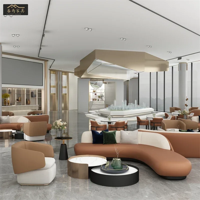 Hotel lobby club reception area booth sales office to discuss a table four chair combination villa hall sofa customization