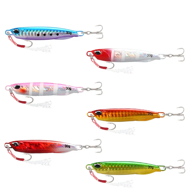 6 قطعة المعادن يلقي تهزهز الصيد إغراء 10-60 جرام القفز الطعم طويل الصب المعادن تهزهز الطعم الاصطناعي باس البحر سمك السلمون المرقط Pesca المسار