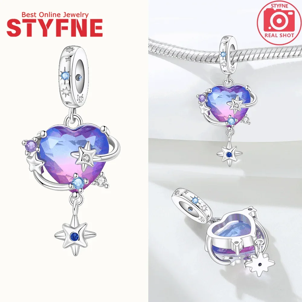 Silver-Plated Star Snowflake Dangle Charms Beads for Bracelets
