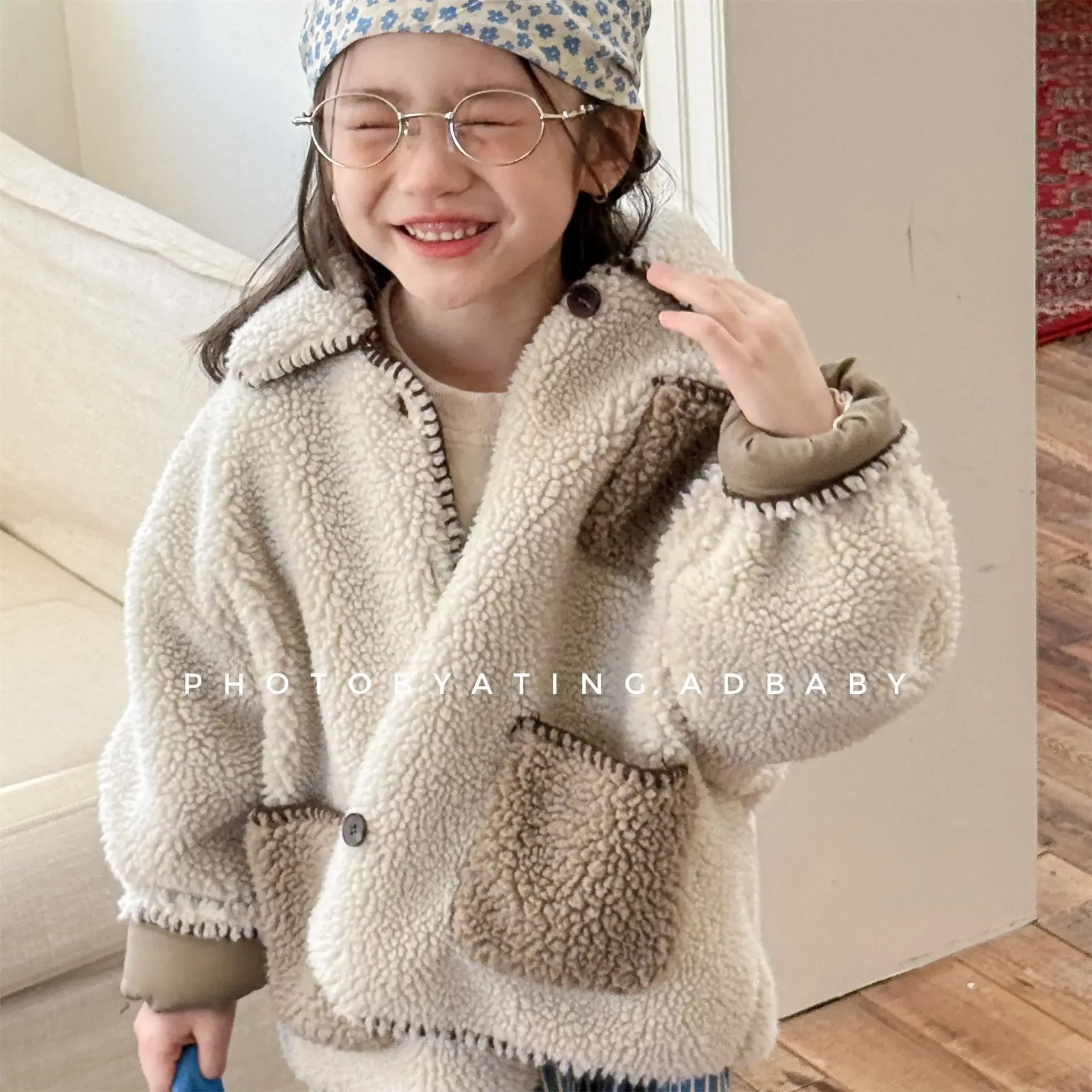 

Autumn Winter Baby Girls Parkas Cotton Turn Down Collar Infant Girls Fleece Outerwear Coat Patchwork Toddler Kids Girls Jackets