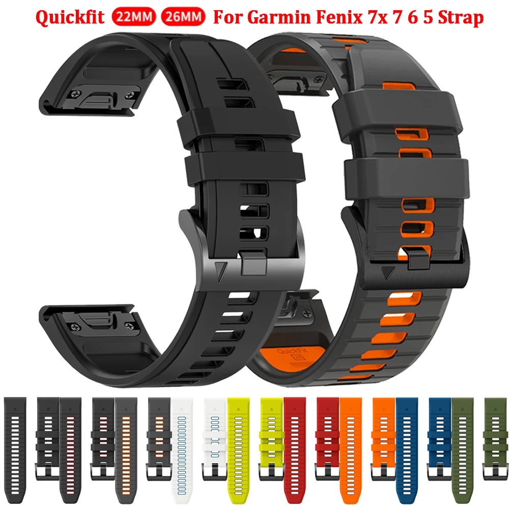 26 مللي متر 22 مللي متر سيليكون حزام ل Garmin Fenix 7 7X 8X 6X 6 Pro 5 5X Plus حزام الساعات إندورو 3 2 Epix Gen 2 QuickFit الإصدار سوار